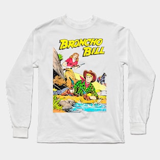 Confrontation Cowboy Broncho Bill Western Retro Comic Long Sleeve T-Shirt